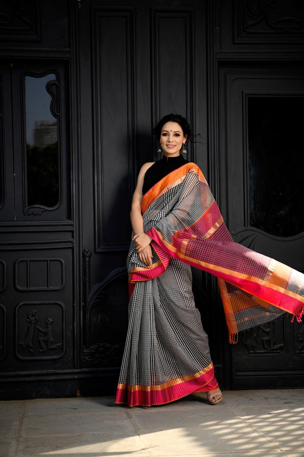 Narayanpet cotton saree |Motif border - Branded sarees